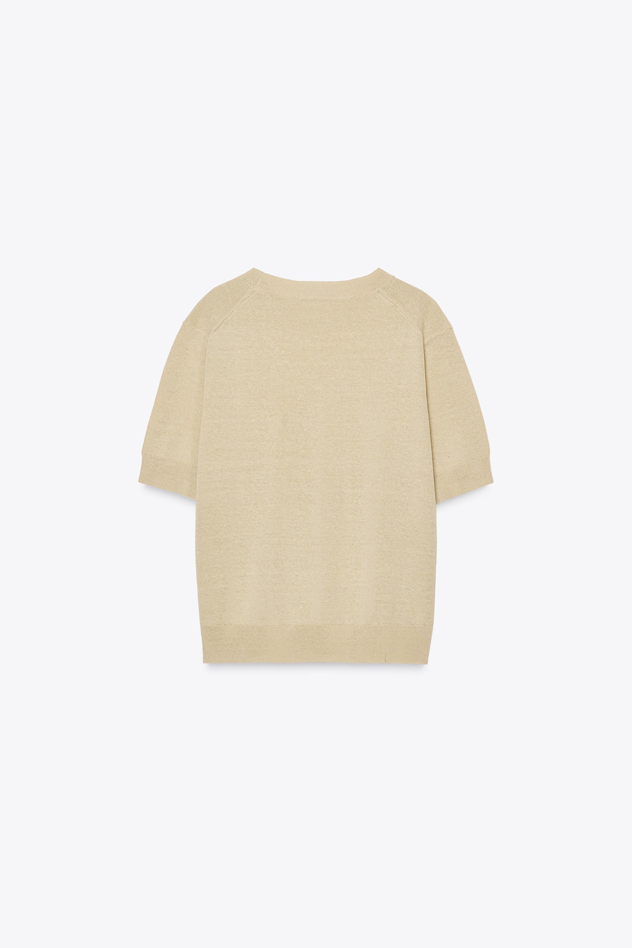 SHORT SLEEVE KNIT TOP WITH LINEN | Zara US