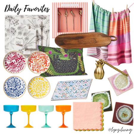 Daily Favorites 

Target finds, Target home, target favorites, target spring, target summer, Anthropologie finds, Anthropologie favorites, Anthropologie home, Anthropologie spring, Anthropologie summer, black and white bed sheets, floral bed sheets set, target bedding, colorful summer plates, colorful wine glasses, scalloped napkins, floral trinket tray, geode coaster, gold pineapple candle snuffer, cat throw pillow, green throw pillow, cheetah throw pillow, wood serving tray, colorful kitchen towels, cocktail picks 

#LTKxTarget #LTKhome #LTKfindsunder100