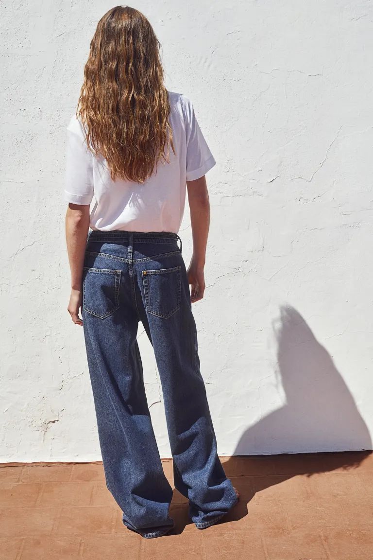 Feather Soft Wide High Jeans - Dark denim blue - Ladies | H&M US | H&M (US + CA)