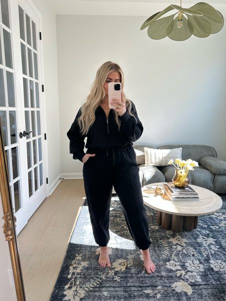 Comfy jumpsuit 🤍 I’m wearing a size large regular & im 5’3! 