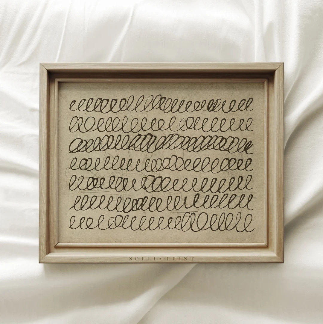 Vintage Inspired Art Print, Scribble Sketch, Beige Scribbles Wall Art, Modern Traditional Decor, ... | Etsy (US)