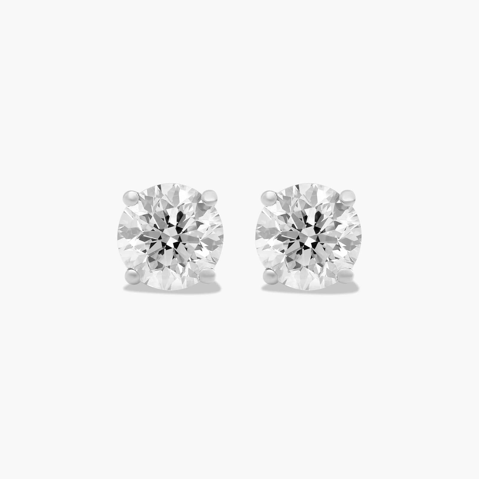 14K White Gold Four Prong Round Brilliant Lab-Grown Diamond Stud Earrings (1.00 CTW - F-G / VS2-S... | JamesAllen