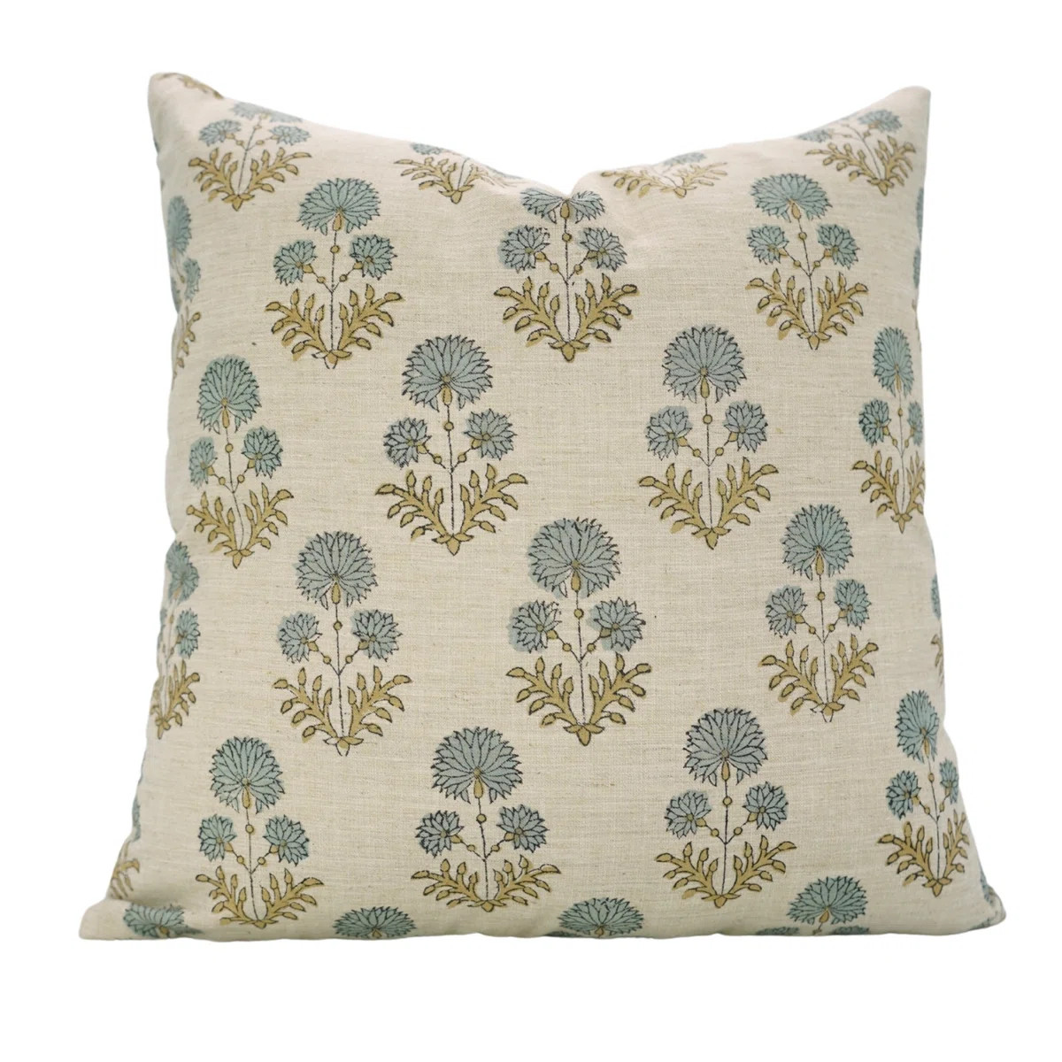 Fabdivine Handmade Floral Rishi Block Print Linen Pillow Cover Artisan Home Décor- 18X18 Inch | Wayfair North America
