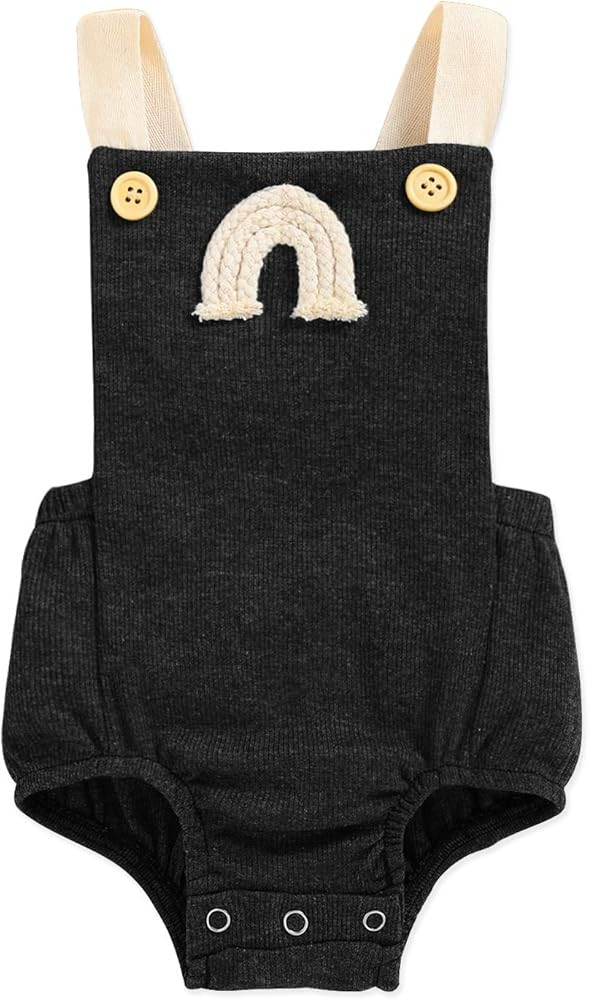 Infant Baby Boy Girl Rainbow Romper Halter Sleeveless Backless Jumpsuit Embroidery Bodysuit Summe... | Amazon (US)