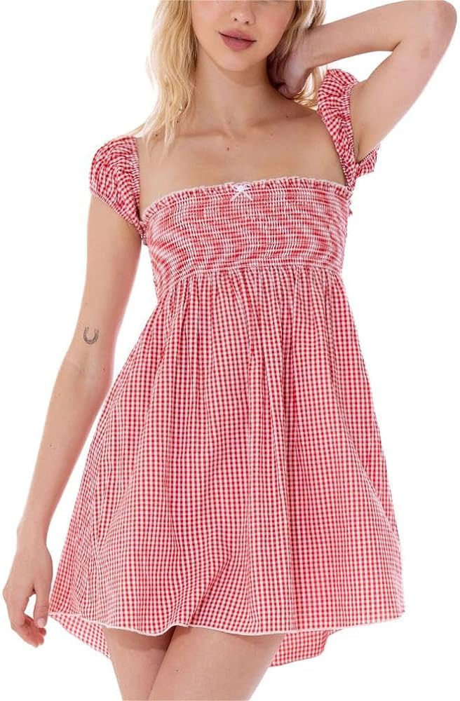 SOLILOQUY Women Spaghetti Strap Nightgown Victorian Princess Style Low Cut Backless Mini Dress Re... | Amazon (US)