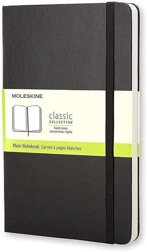 Moleskine Classic Notebook, Hard Cover, Large (5" x 8.25") Plain/Blank, Black, 240 Pages | Amazon (US)