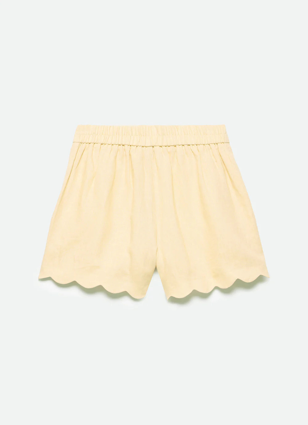 Yellow Linen Scallop Trim Shorts | Mint Velvet