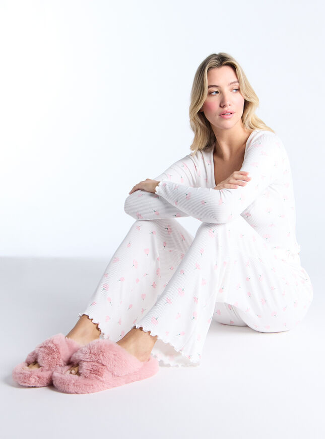 Floral ribbed pyjama set - Pink  Mix | Boux Avenue (UK)