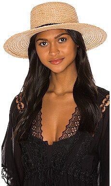 Hat Attack The Boater Hat in Natural & Black from Revolve.com | Revolve Clothing (Global)