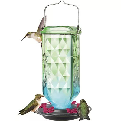 Nature's Way Seafoam Ombre Column Antique Glass Gravity Hummingbird Feeder, 23 oz. | Tractor Supply