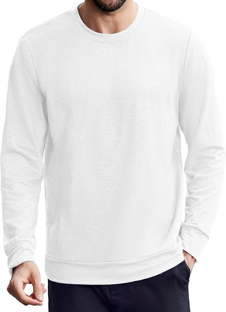 PINSPARK Men's Long Sleeve Shirts Crew Neck T-Shirt Casual Pullover Tees Soft Stretch Basic Tee S... | Amazon (US)