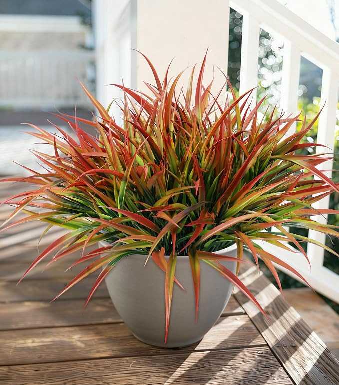 12Pcs Fake Plants Outdoor Artificial Plastic Grass Spring Decoration UV Resistant Faux Greenery S... | Amazon (US)