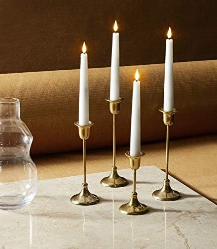 7 Inch Flameless Taper Candles - Realistic 3D Flame with Wick, Real White Wax, Flickering LED Flame, | Amazon (US)