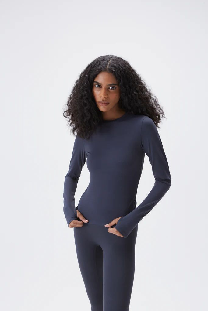 Long Sleeve Longline Top - Midnight Blue | Adanola UK