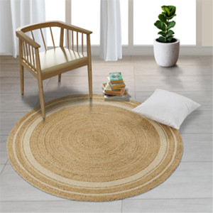 GRUHUM Round Jute Cotton Area Rug 8ft Natural Fiber Handmade Boho Farmhouse Jute Cotton Area Rug ... | Amazon (US)