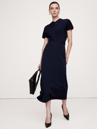 Wool-Blend Scuba Midi Dress | Banana Republic (US)