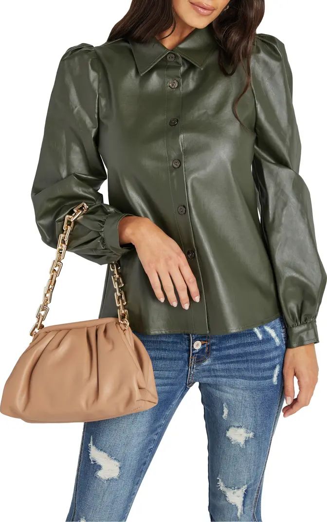 Faux Leather Button-Up Top | Nordstrom