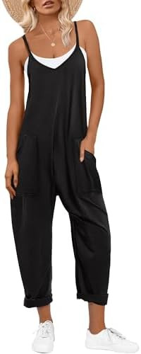 ANRABESS Jumpsuits for Women Casual Summer Overalls Sleeveless Spaghetti Strap Romper Jumpers Tre... | Amazon (US)