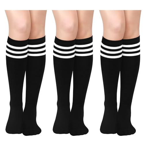 Black and White Striped Socks Black Knee High Socks for Woman Knee High Striped Socks Black Knee Socks Tube Socks Women | Amazon (US)