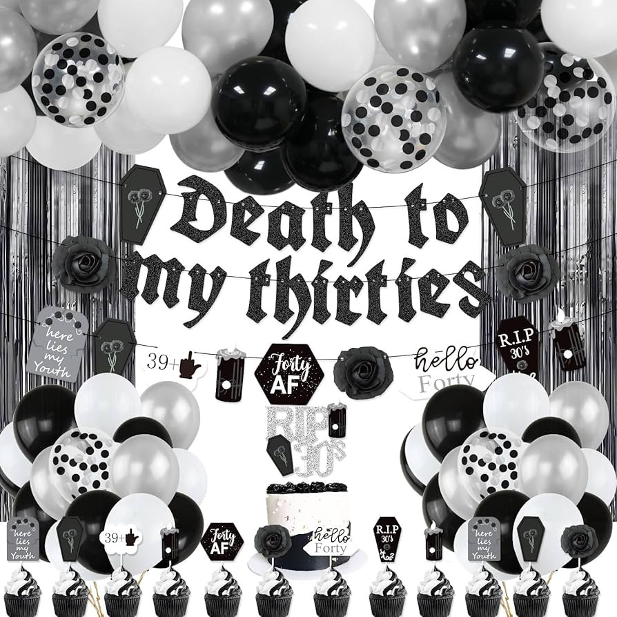 40th Birthday Decorations for Men Women, Death to My 30s Birthday Decorations, Death To My Thirti... | Amazon (US)