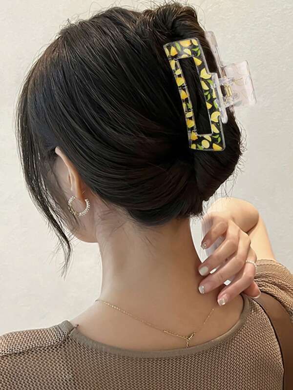 1pc Women Lemon Pattern Rectangle Fashionable Hair Claw For Daily Life | SHEIN