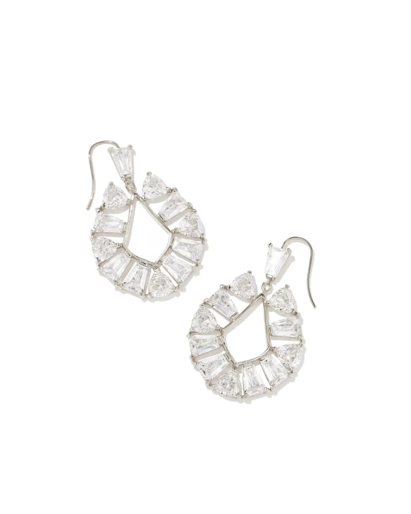 Blair Silver Jewel Open Frame Earrings in White Crystal | Kendra Scott | Kendra Scott
