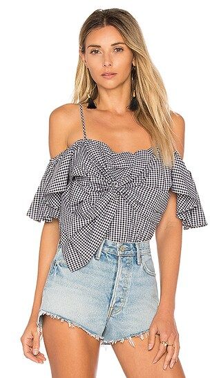 MISA Los Angeles Gaelle Top in Black Gingham | Revolve Clothing