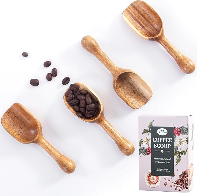 Wooden Coffee Scoop for Ground Coffee,4pcs Coffee Measuring Scooper for Beans Powder Tea Shovel,S... | Amazon (US)