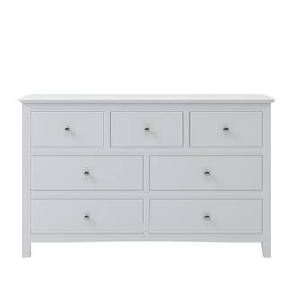 7-Drawers White Dresser 48.42 in. L x 15.35 in. W x 30.11 in. H | The Home Depot