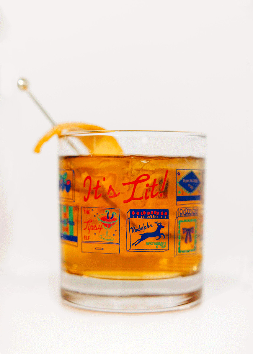 Holiday Matchbooks Rocks Glass | Alice & Wonder