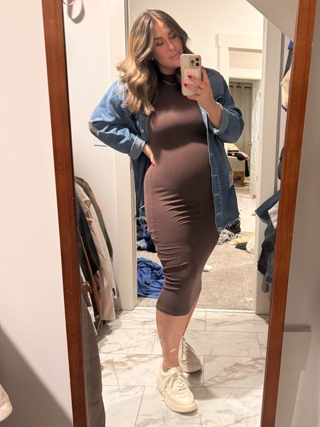 This is not a maternity dress but man is it cute with a bump! Also love the sneakers with a dress trend!

#LTKstyletip #LTKmidsize #LTKplussize