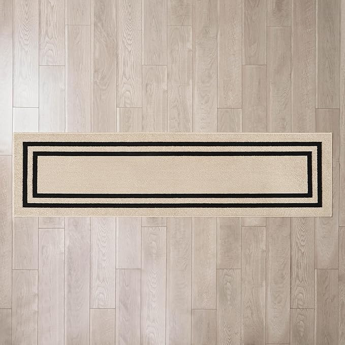 Creative Home Ideas - Tufted Runner - Double Line Border Rug - Modern Home Decor - Washable Rug -... | Amazon (US)