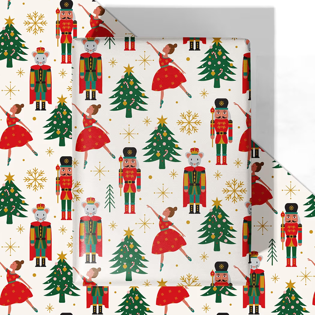 WRAPLULU Red Christmas Nutcracker Wrapping Paper - 4 Jumbo Sheets, 28 * 40 Inches - Christmas Tre... | Amazon (US)