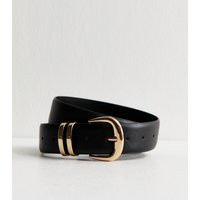 Black Faux Leather Buckled Belt New Look | New Look (UK)