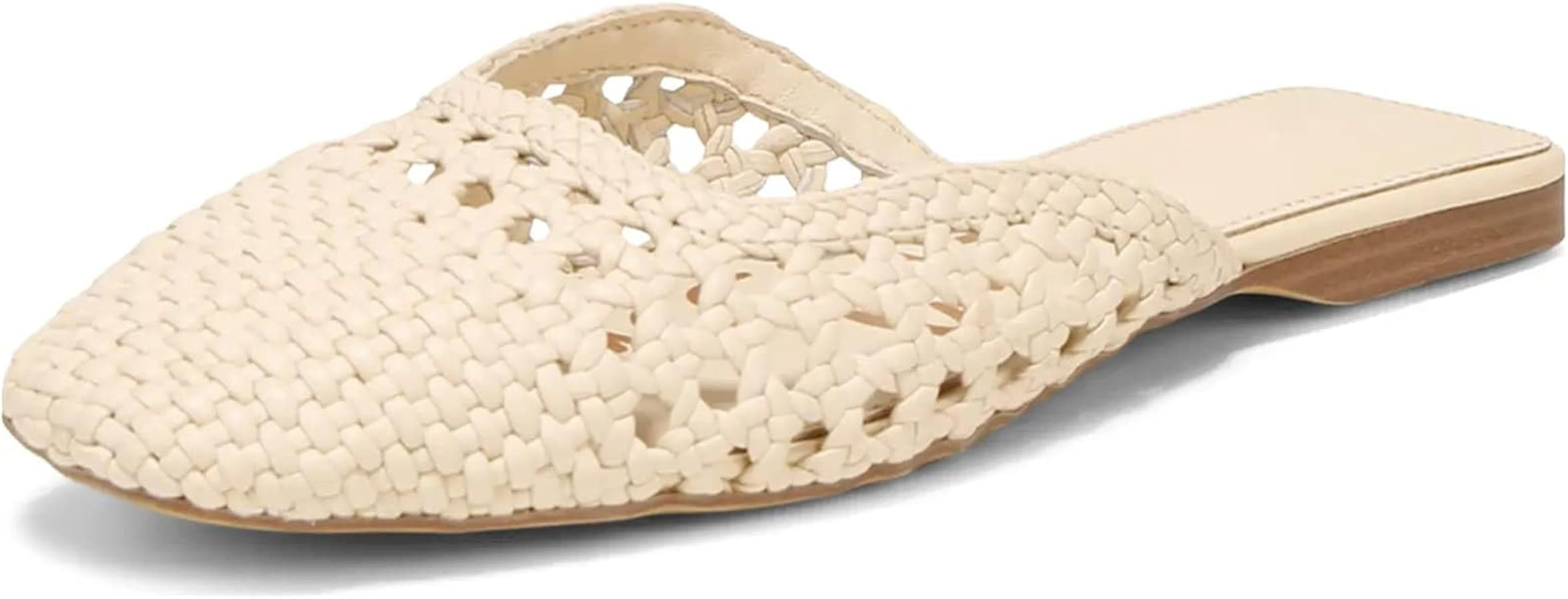 olomisa Women's Woven Perforated Square Toe Mule Flats, Slip‑On Open Back Casual Shoes | Amazon (US)