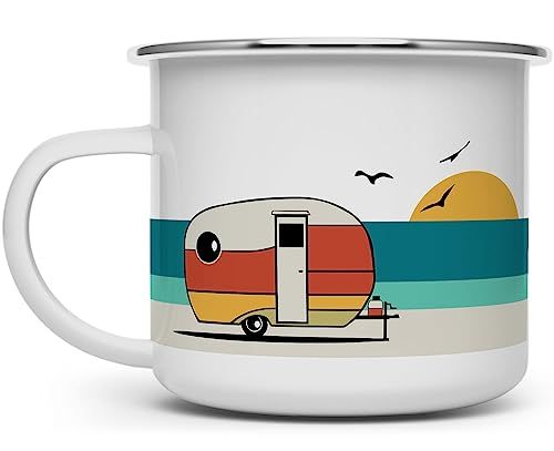 Good Vibes Retro Camper Enamel Mug, Camping Coffee Mug, Beach Surf Lover Gift, Camp Outdoor Mug (... | Amazon (US)