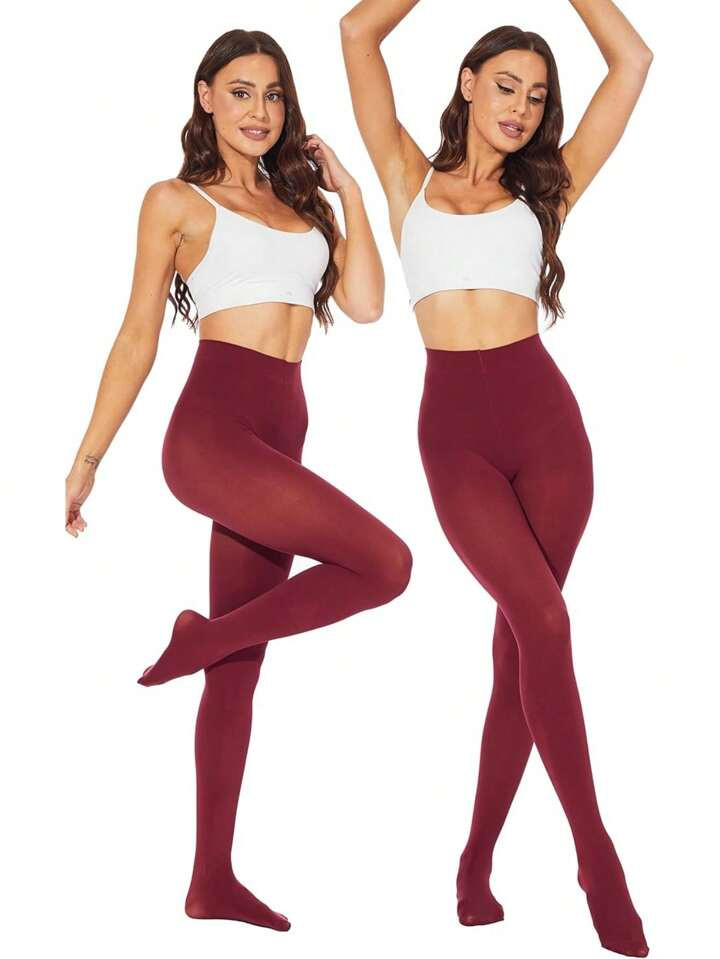 Women's 80 Denier Semi Opaque Tights High Waist Soft Solid Color Pantyhose | SHEIN