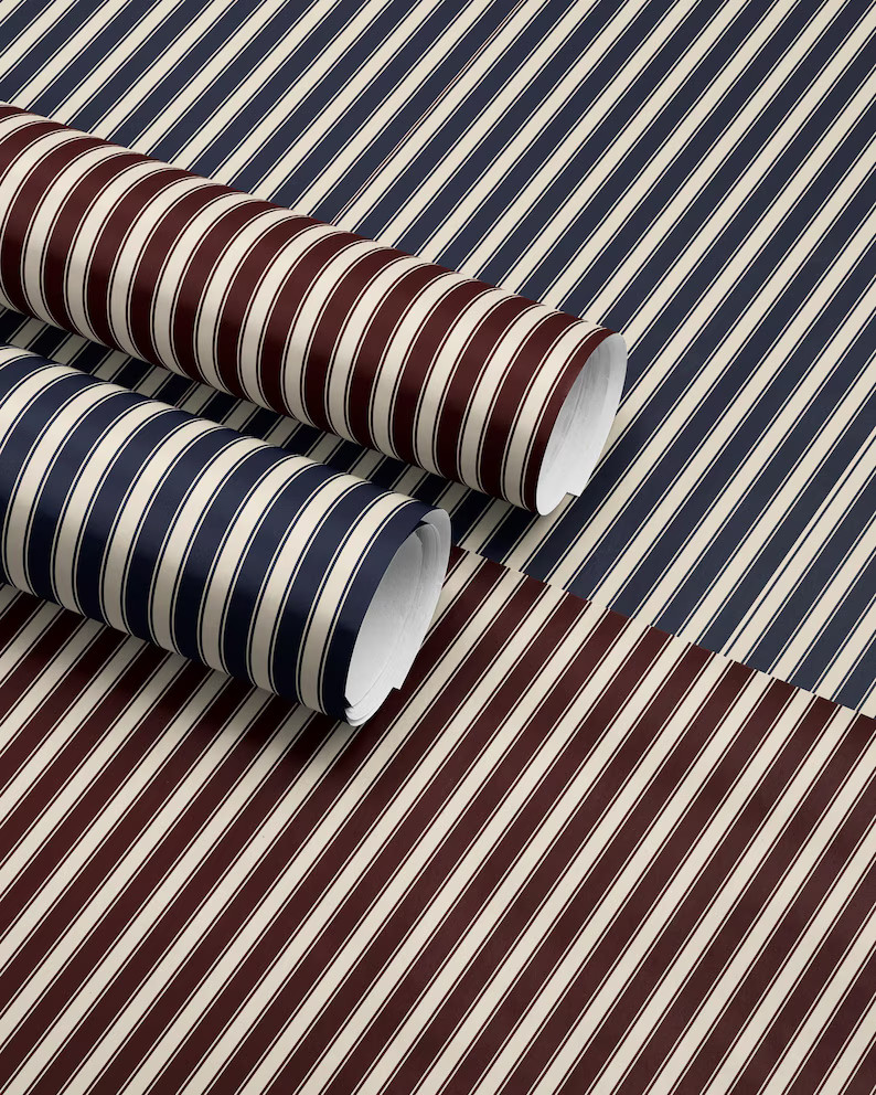 Classic Red Striped Christmas Wrapping Paper. Vintage Striped Holiday Gift Wrap. Elegant Christma... | Etsy (US)