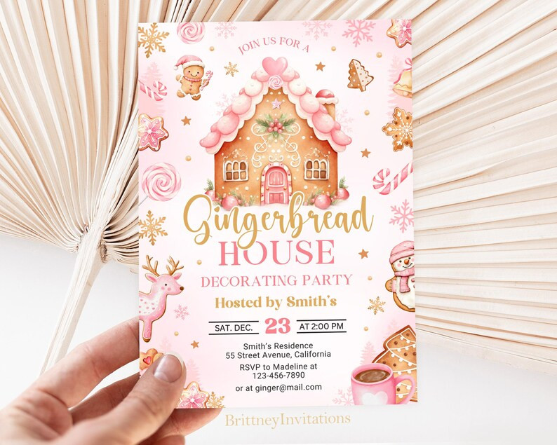 Gingerbread House Decorating Party Invitation, Gingerbread House Invitation, Christmas Party Invi... | Etsy (US)