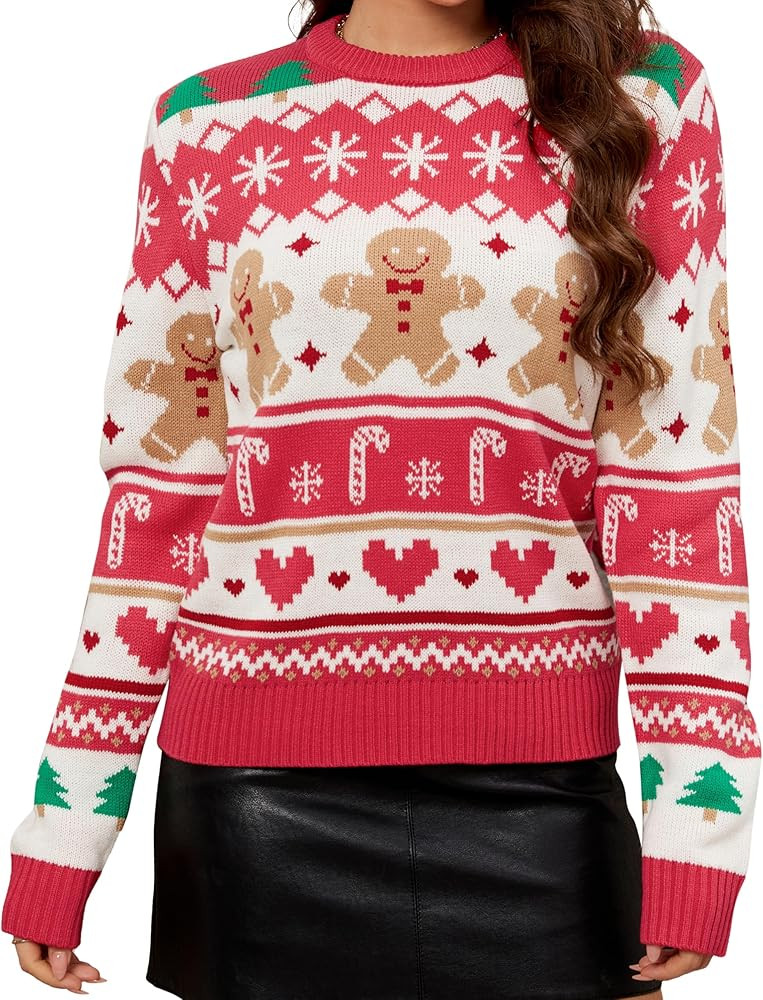 LUBOT Ugly Christmas Sweaters for Women Cute Fuzzy Funny Wintertime and Holiday Parties Knitted P... | Amazon (US)