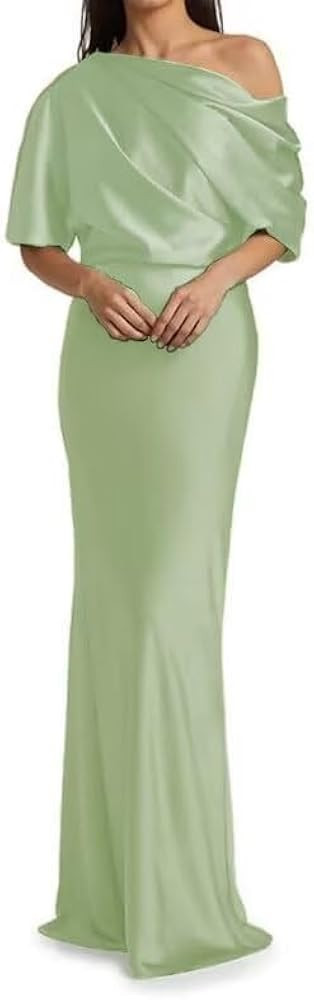 Satin Mother of The Bride Dresses for Wedding One Shoulder Formal Dresses Mermaid for Women | Amazon (US)