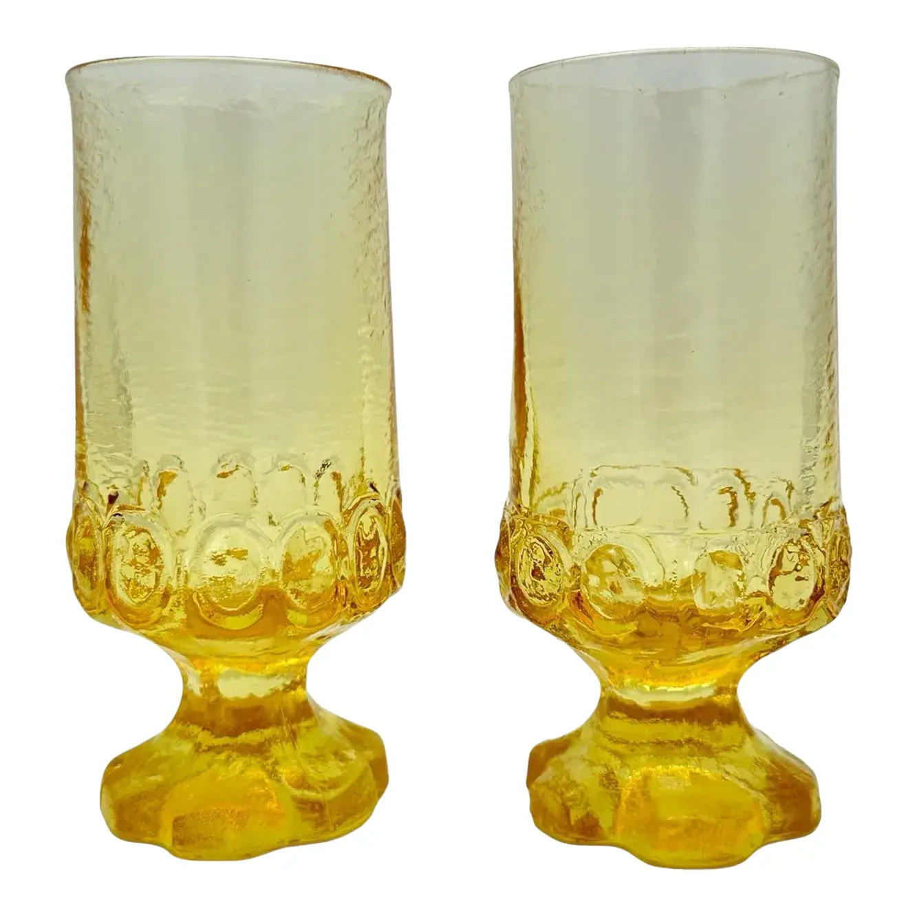 Vintage Tiffin Franciscan Madeira Ice Tea Yellow Goblets Set of 2 | Chairish