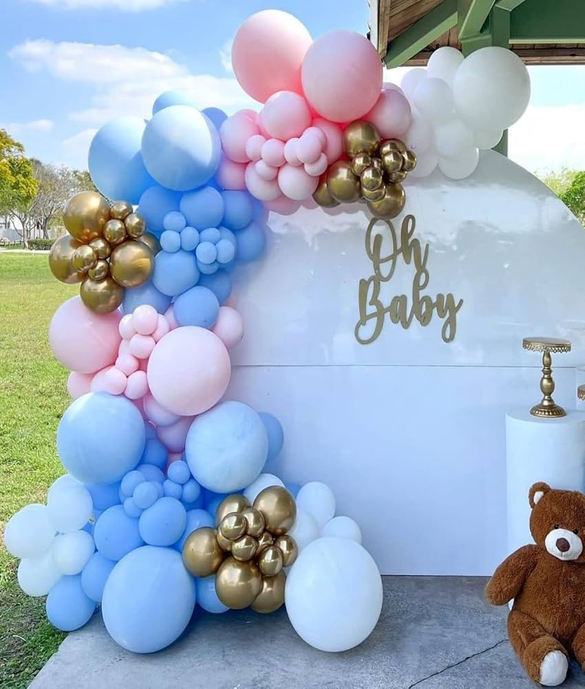 Gender Reveal Balloon Decoration 117 PCS 18 12 10 5 Inch Blue Pink Balloons Garland Arch for Baby... | Amazon (US)