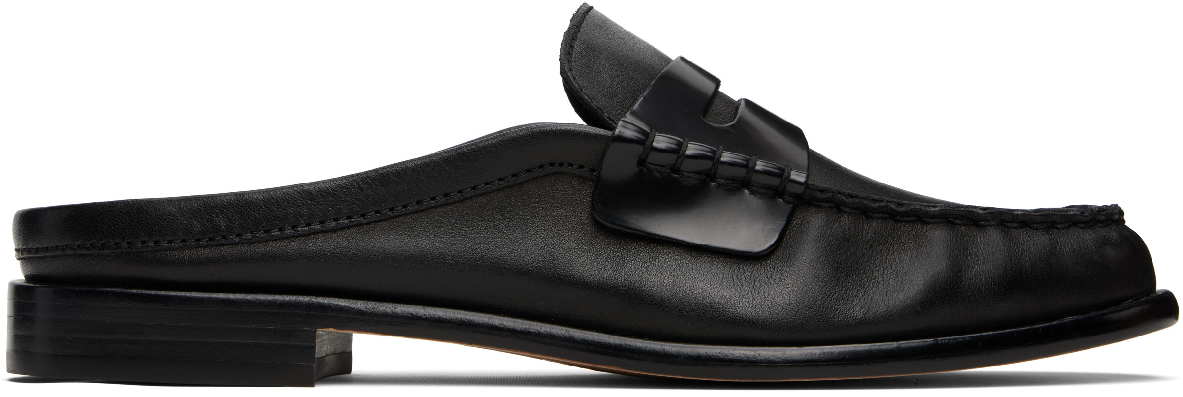 rag & bone Black Carter Leather Mule Loafers | SSENSE