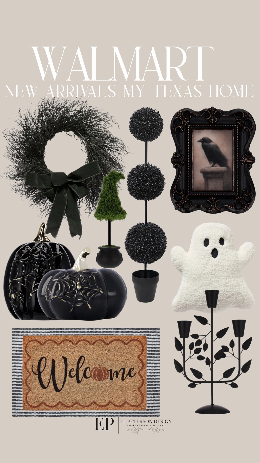 Walmart
My Texas Home New Arrivals
Door mat 
Wreath
Pumpkins
Candle holder
Ghost
Artwork
Topiary

#LTKHome