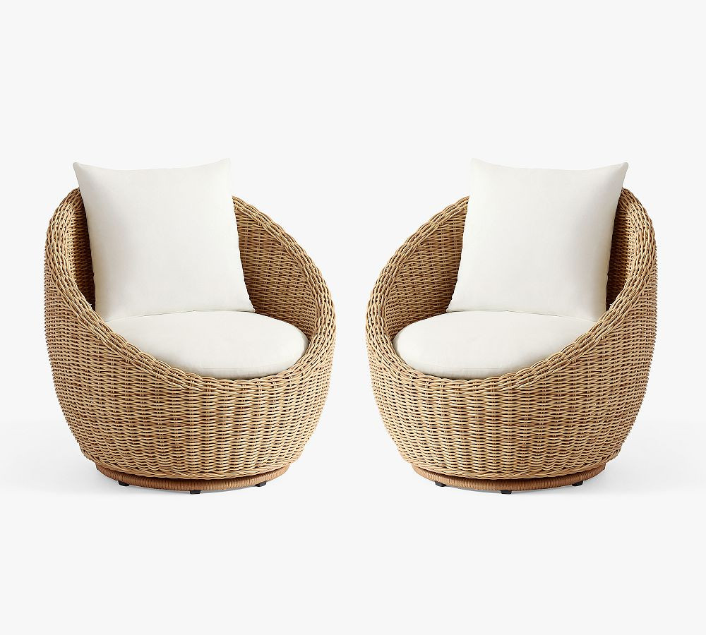 Huntington Petite Wicker Swivel Outdoor Papasan with High Performance Cushion Covers | Pottery Barn (US)