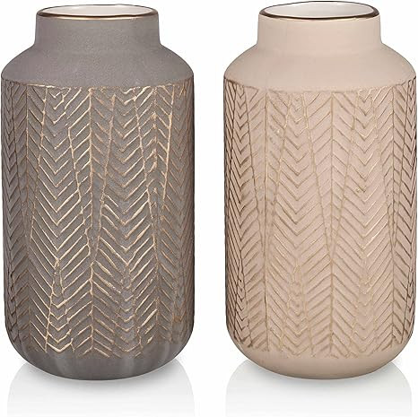 Amazon.com: TERESA'S COLLECTIONS Modern Ceramic Vase, Grey and Beige Decorative Vases for Pampas ... | Amazon (US)