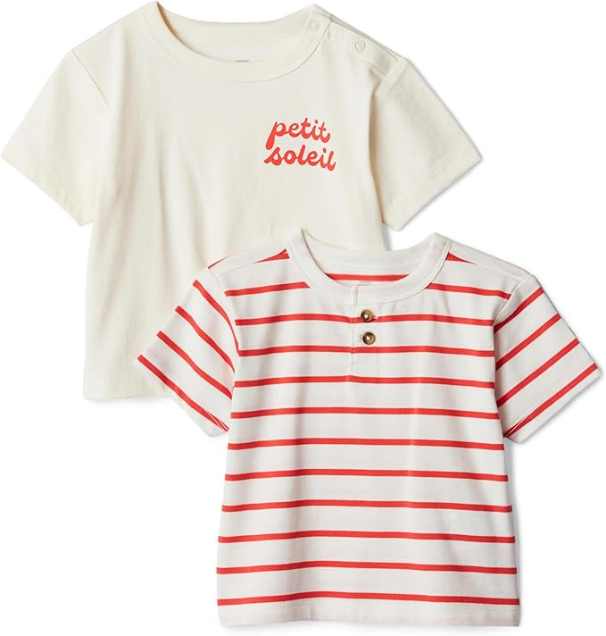 Amazon Essentials x Sofia Grainge Toddlers and Baby Boys' Cotton Short Sleeve Crewneck T-Shirts, ... | Amazon (US)