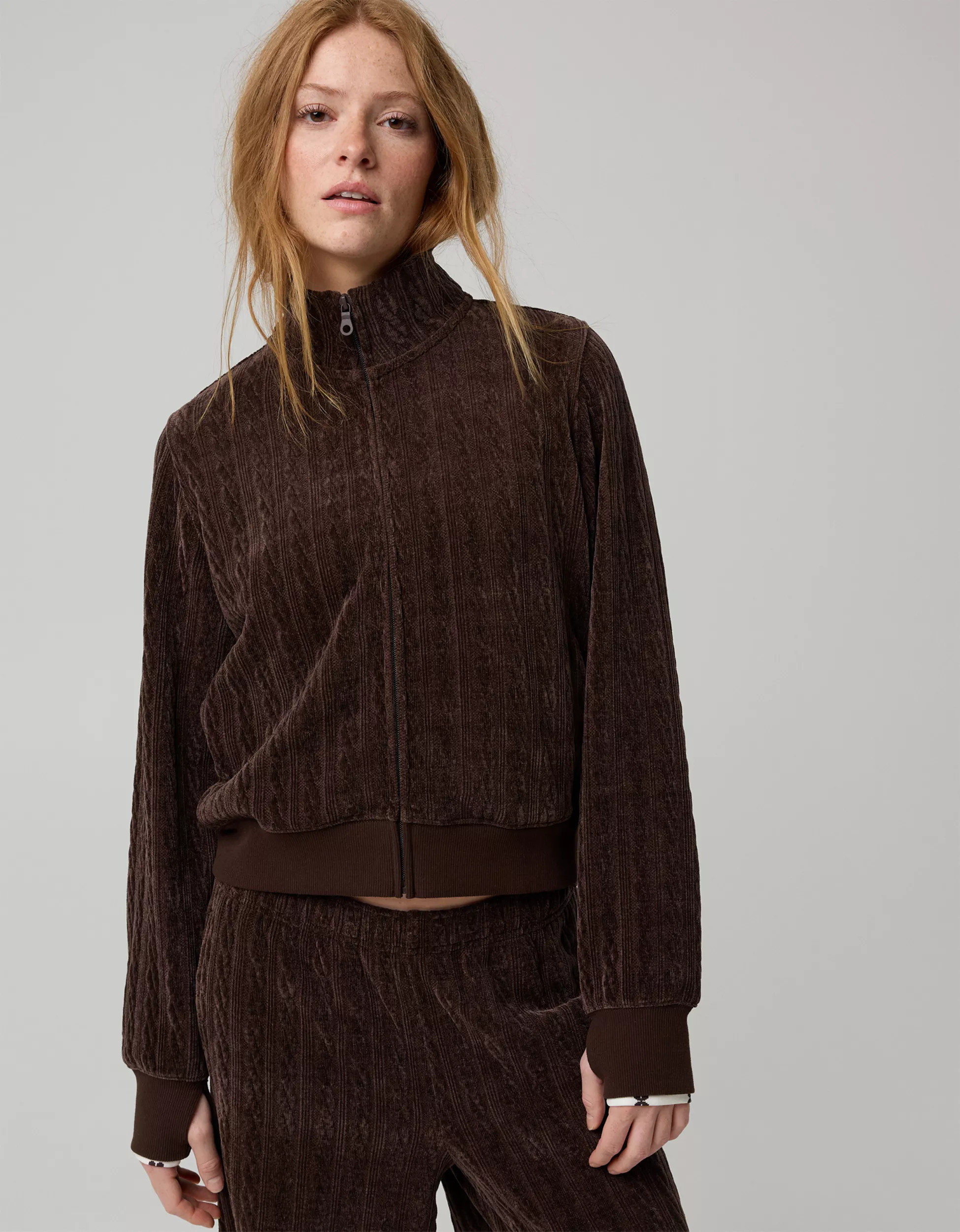 OFFLINE By Aerie Cable Lounge Full Zip | Aerie