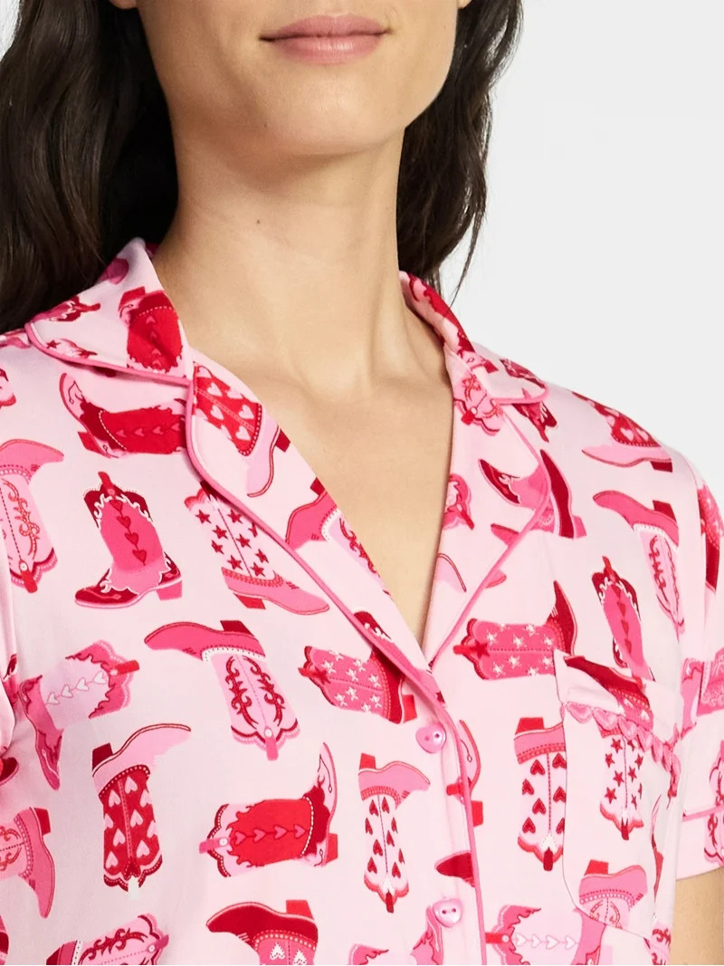 Valentine's Day Women's Knit Notch Collar Top and Shorts Pajama Set from Way to Celebrate, 2-Piec... | Walmart (US)